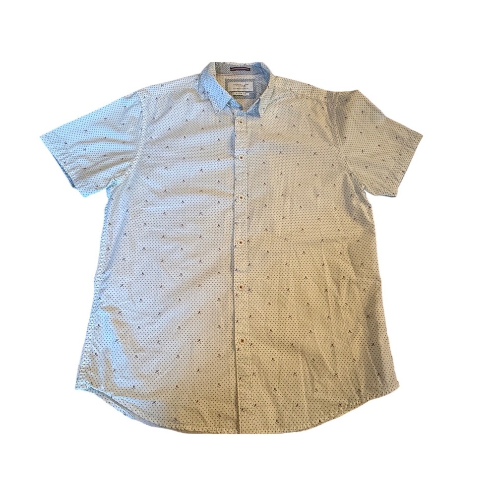 Cactus Man Mens Slim Fit Button Down Shirt Medium White Nautical Casual Summer